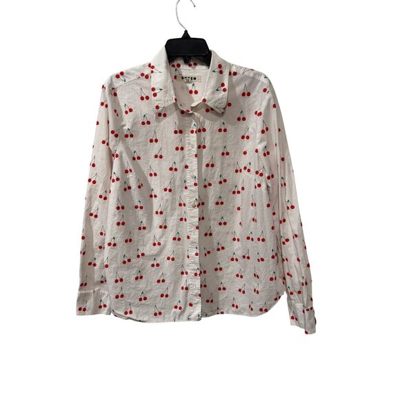 Boden Tops - Boden White Button-Up Long Sleeve Shirt With Red Cherry Print Womens US Sz 16/18